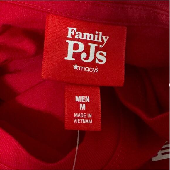 Macys Pajama Set Mens Medium Red MERRY AND BRIGHT Holiday Festive Lounge Comfy - Picture 6 of 9